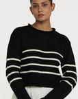 LAUDE the Label Cropped Field Sweater - Ivory Stripe