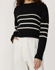 LAUDE the Label Cropped Field Sweater - Ivory Stripe
