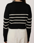 LAUDE the Label Cropped Field Sweater - Ivory Stripe
