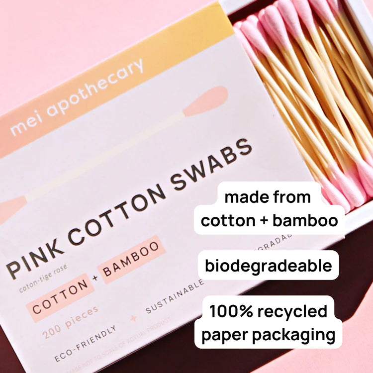 Mei Apothecary - Biodegradable Pink Cotton Swabs