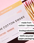Mei Apothecary Biodegradable Pink Cotton Swabs