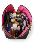 KUSSHI Traveler Bag, Nylon Black with Pink Interior