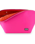KUSSHI Vacationer Makeup Bag - Satin Pink with Orange Interior