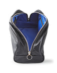 KUSSHI Dopp Kit Black Leather with Cool Blue