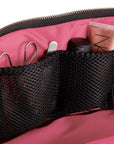 KUSSHI Everyday Makeup Bag Fabric Plum with Dusty Pink Interior