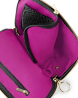 KUSSHI Everyday Makeup Bag Navy Leather with Pink Interior