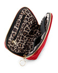 KUSSHI Everyday Makeup Bag, Leather Red with Leopard interior