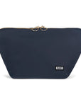 KUSSHI Vacationer Makeup Bag Navy Fabric with Dusty Pink Interior