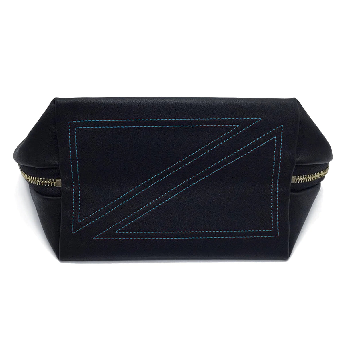 KUSSHI Vacationer Makeup Bag Black Fabric with Teal Interior