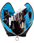 KUSSHI Vacationer Makeup Bag Black Fabric with Teal Interior