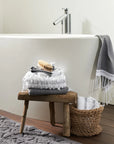 Coyuchi Mediterranean Organic Guest Towel Shadow w/ Deep Pewter