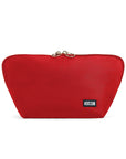 KUSSHI Signature Makeup Bag Candy Apple Red Fabric with Pink Interior