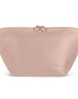 KUSSHI Vacationer Makeup Bag Leather Blush Pink with Cool Grey Interior