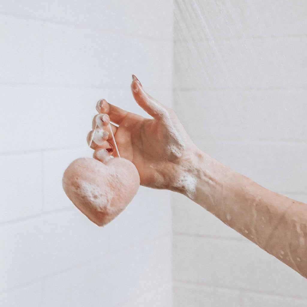 One Love Organics The Cleansing Sponge Rose Clay Heart