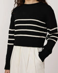 LAUDE the Label Cropped Field Sweater - Ivory Stripe