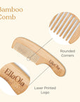 EllaOla 3-Piece Bamboo Brush & Comb Set