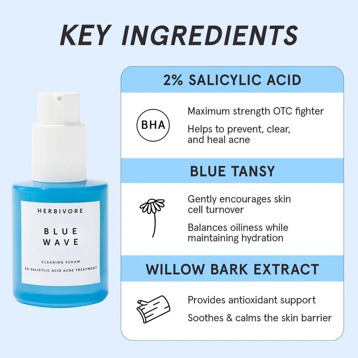 Herbivore BLUE WAVE 2% Salicylic Acid Medicated Acne Clearing Serum