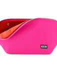 KUSSHI Signature Makeup Bag - Satin Pink with Orange Interior