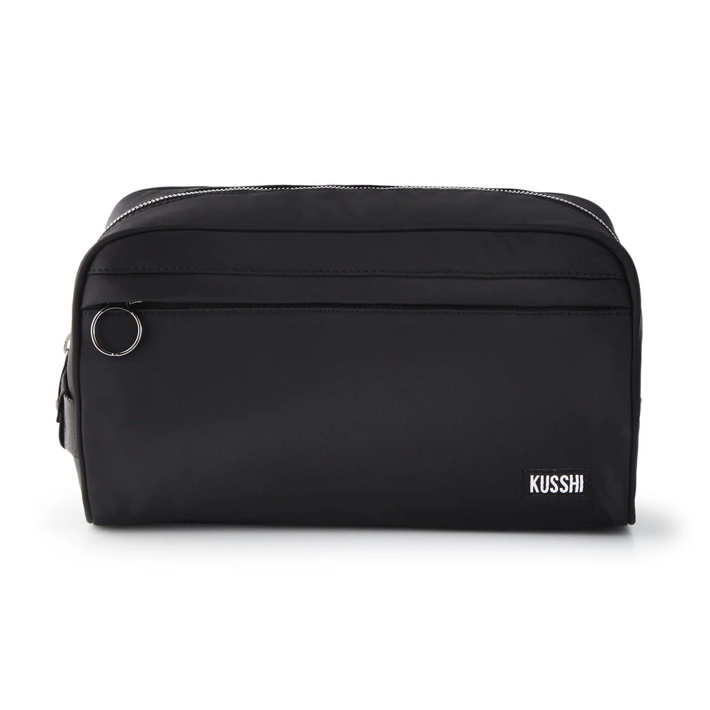 KUSSHI Satin Black Dopp kit with cool blue