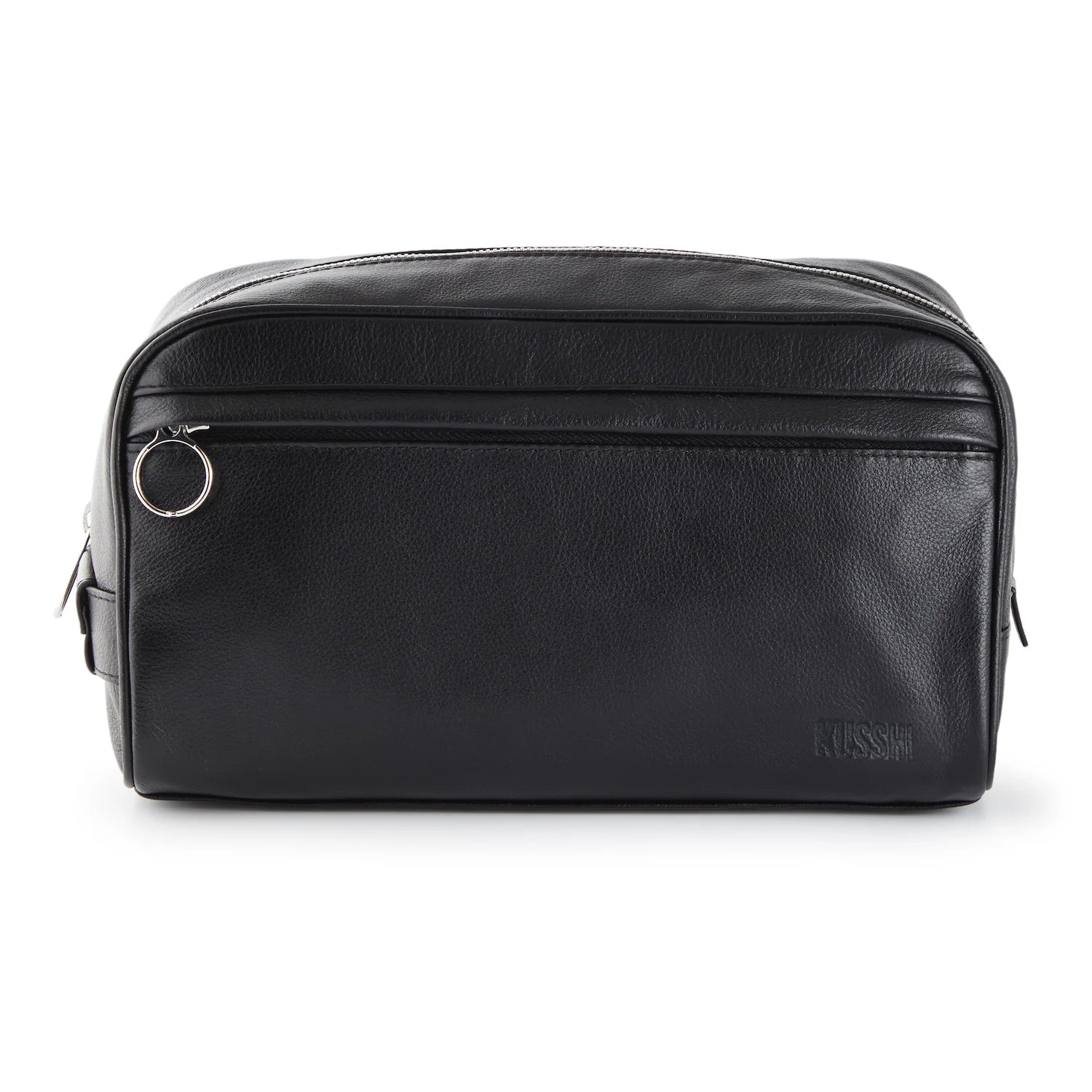 KUSSHI Dopp Kit Black Leather with Cool Blue