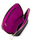 KUSSHI Everyday Makeup Bag Fabric Black with Pink Interior