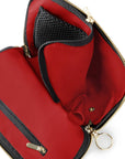 KUSSHI Everyday Makeup Bag Camel Leather with Red Interior