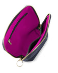 KUSSHI Everyday Makeup Bag Fabric Navy with Pink Interior