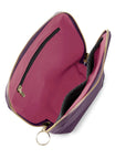 KUSSHI Everyday Makeup Bag Fabric Plum with Dusty Pink Interior