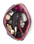KUSSHI Everyday Makeup Bag Fabric Plum with Dusty Pink Interior