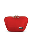 KUSSHI Everyday Makeup Bag Candy Apple Red Fabric with Pink Interior