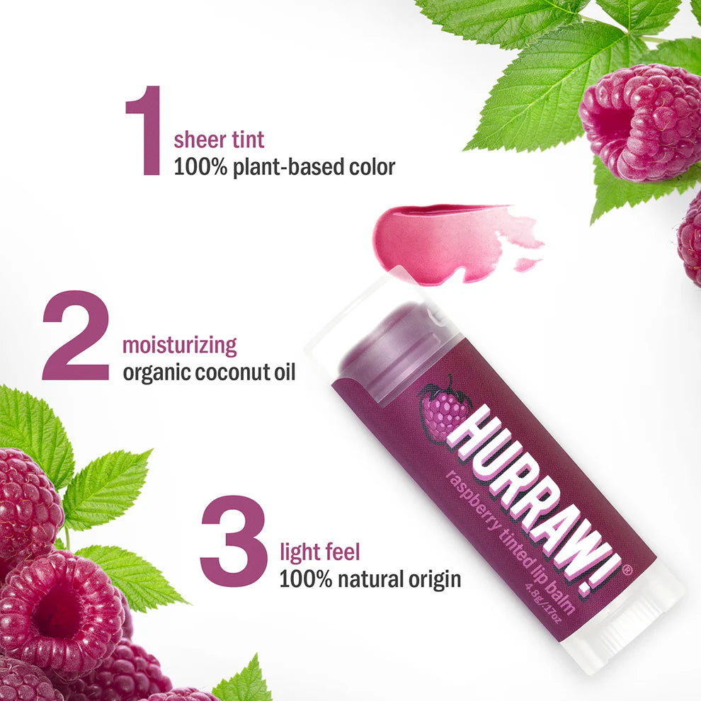 Hurraw Raspberry Tinted Lip Balm