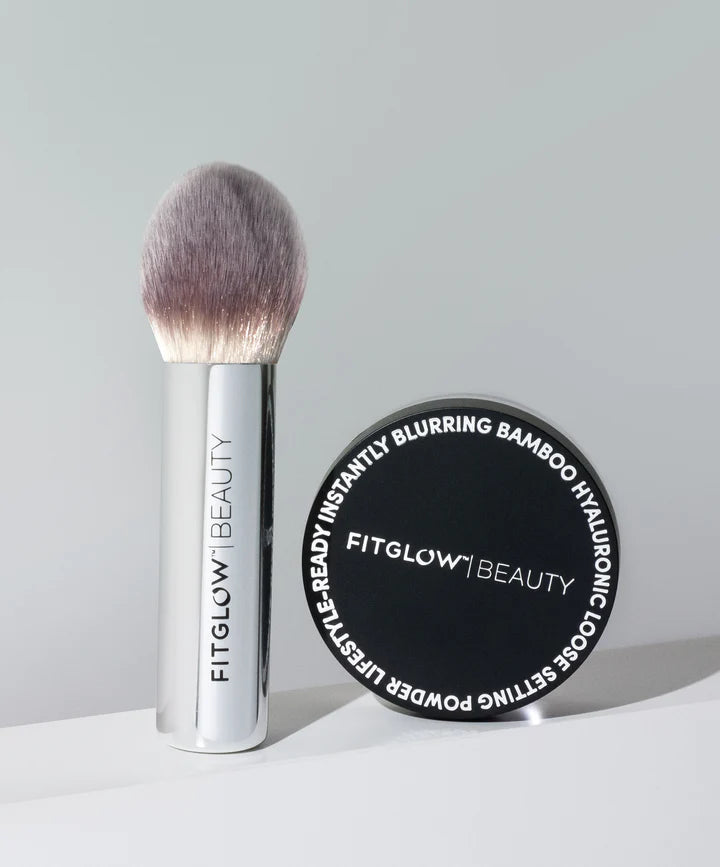 Fitglow Beauty Bamboo Hyaluronic Loose Setting Powder + Brush Duo
