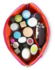 KUSSHI Signature Makeup Bag - Satin Pink with Orange Interior