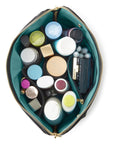 KUSSHI Signature Makeup Bag Black Fabric with Green Interior