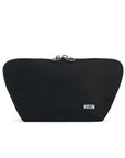 KUSSHI Signature Makeup Bag Black Fabric with Green Interior