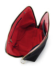 KUSSHI Signature  Makeup Bag, Nylon Black with Red Interior