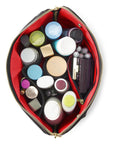 KUSSHI Signature  Makeup Bag, Nylon Black with Red Interior