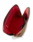 KUSSHI Signature Makeup Bag Camel Leather with Red Interior