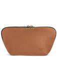 KUSSHI Signature Makeup Bag Camel Leather with Red Interior
