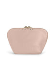 KUSSHI Everyday Makeup Bag Blush Pink Leather with Cool Grey Interior