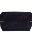 KUSSHI Signature Makeup Bag Navy Leather with Pink Interior