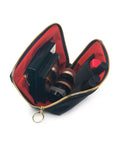 KUSSHI Everyday Makeup Bag Camel Leather with Red Interior