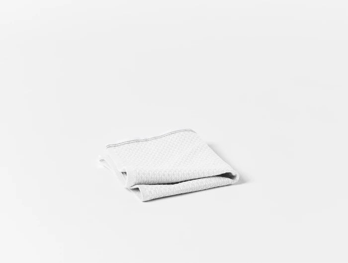 Coyuchi Mediterranean Organic Wash Cloth Alpine White w/ Slate Stripe
