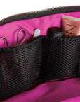 KUSSHI Signature Makeup Bag Navy Fabric with Pink Interior