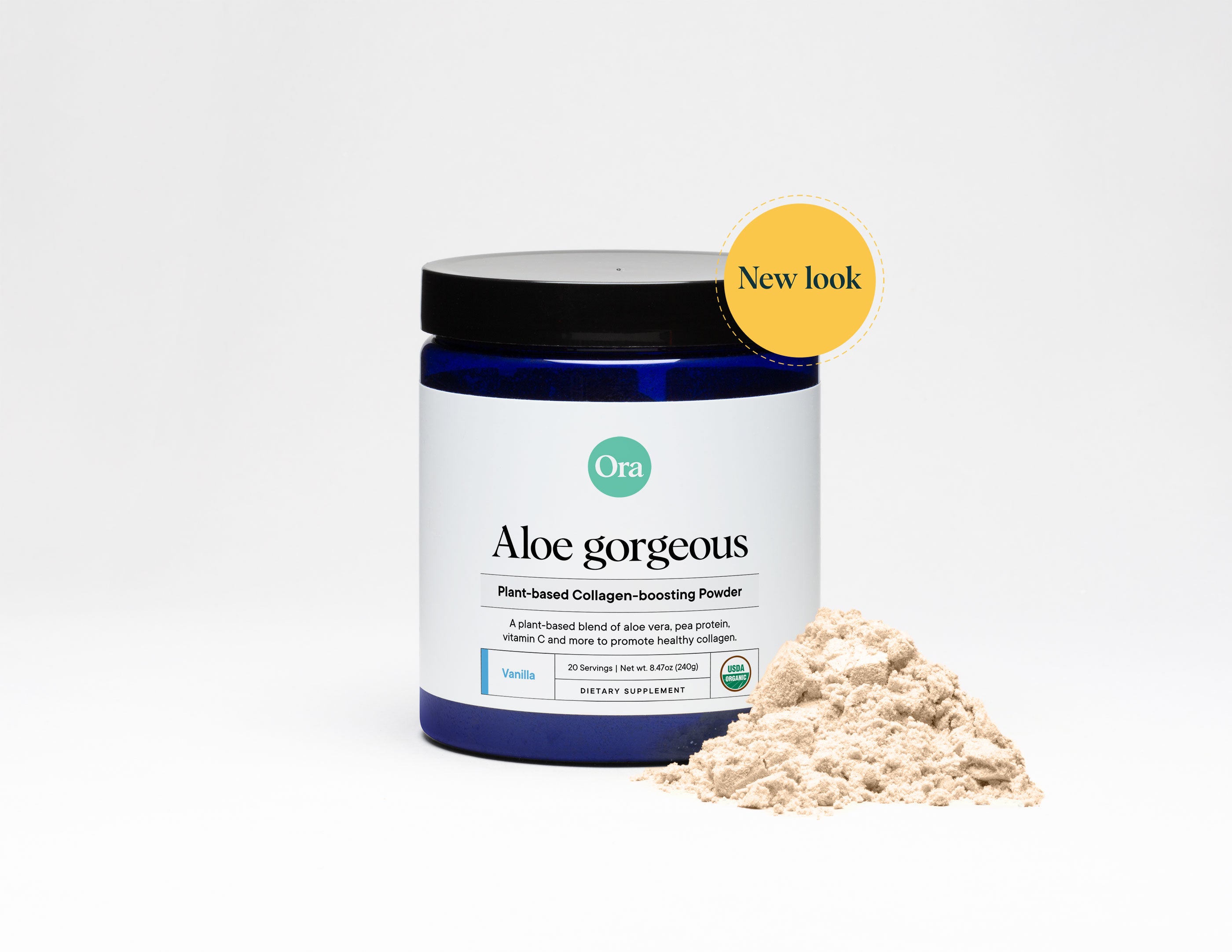 Ora Organic Aloe Gorgeous Collagen Powder - Organic Aloe Vera with Protein - Vanilla (20 Servings)