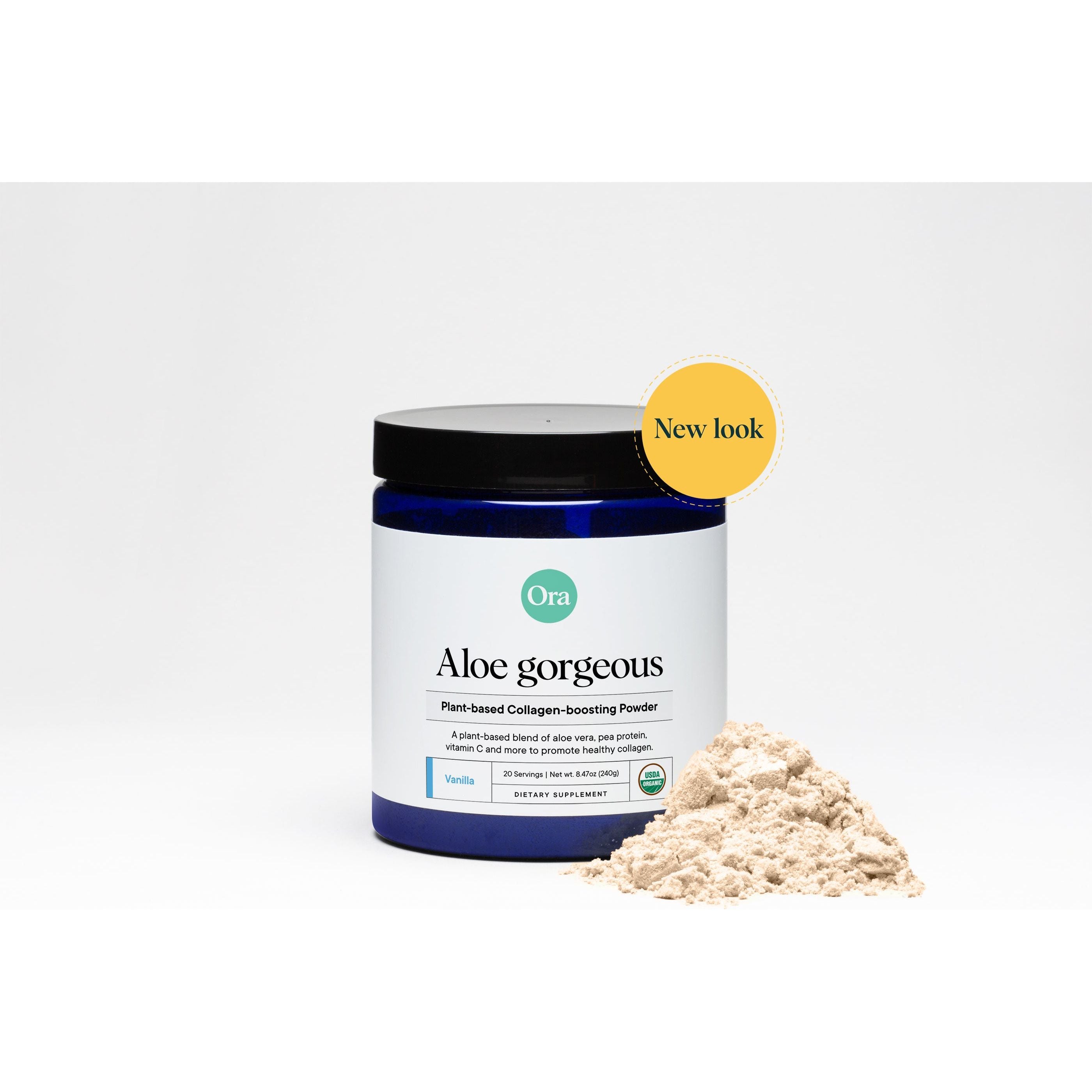 Ora Organic Aloe Gorgeous Collagen Powder - Organic Aloe Vera with Protein - Vanilla (20 Servings)