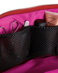 KUSSHI Signature Makeup Bag Candy Apple Red Fabric with Pink Interior