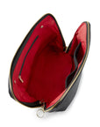 KUSSHI Signature Makeup Bag Black Leather with Red Interior