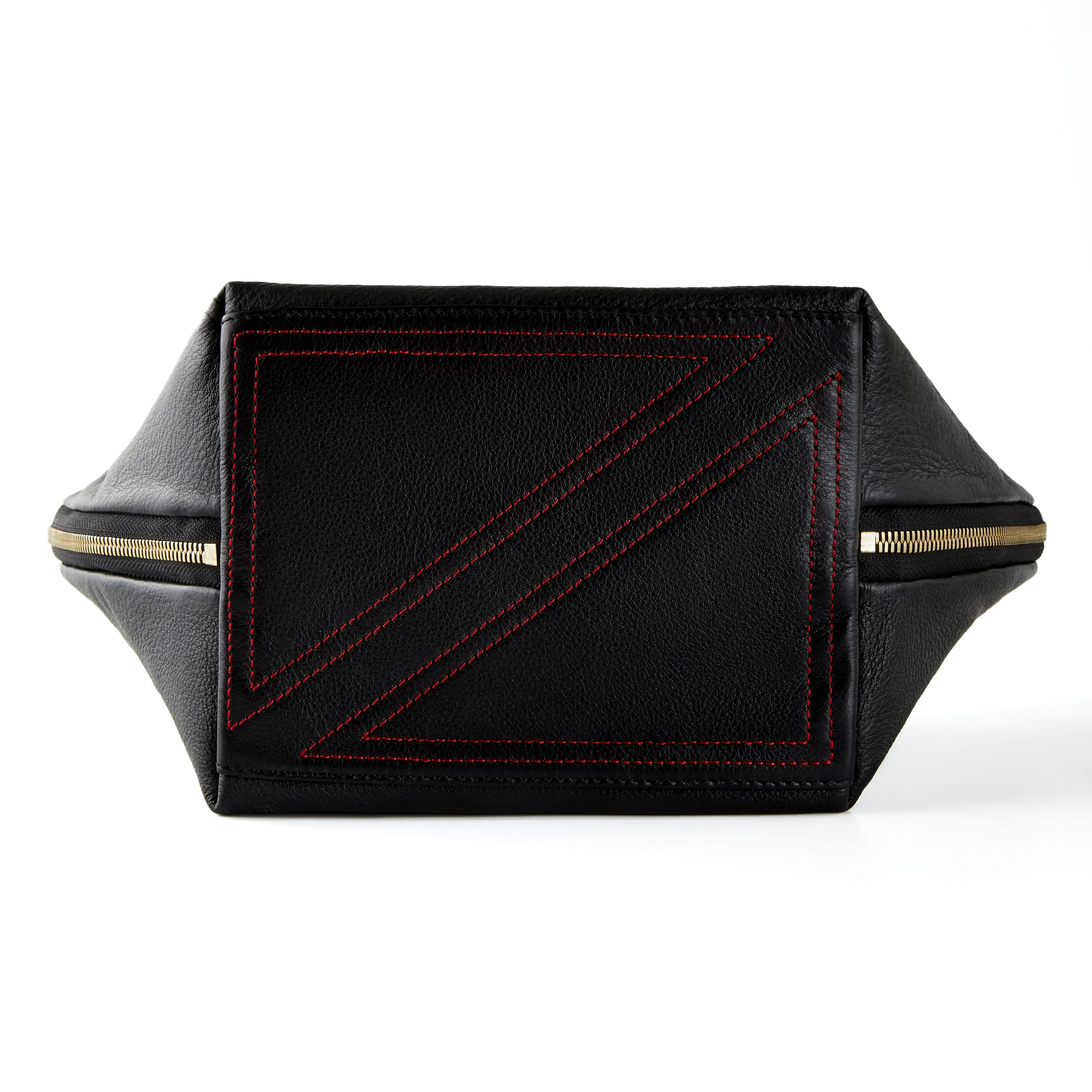 KUSSHI Vacationer Makeup Bag Leather Black with Red Interior