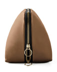 KUSSHI Vacationer Makeup Bag Leather Camel with Red Interior